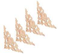 SEWOART Appliques Décoratives Sculptées en Bois Massif, Lot de 4, Motifs Baroques pour Décoration Intérieure de Meubles