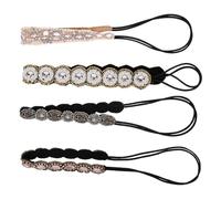 SEWOART Bandeaux Élastiques à pour Femmes 4 Pièces en Perles de Verre, Accessoires Coiffure Élégants et Portables, Ne Tirez Pas Cheveux