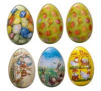 SEWOART Boîte à Bonbons de Pâques en Métal 6 Pièces Motifs Colorés Porte-Biscuits Portable Étui à Friandises Décoratif pour Fêtes et Goûters