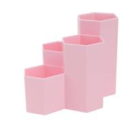 SEWOART Boîte de Rangement Multifonction Hexagonale Rose Organiseur Bureau pour Stylos Cosmétiques et Accessoires de Maquillage Pot Stylo Créatif et Robuste pour Étudiants et