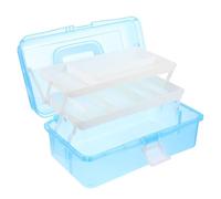 SEWOART Boîte de Rangement Portable à 3 Couches Transparente Poignée, Grosse Taille en Plastique, Coffret Multifonction pour Outils de Peinture, Accessoires Nail Art et Rangement Scolaire