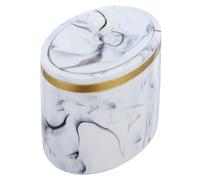 SEWOART Boîte de Rangement pour Cotons-tiges 200 ML en Marbre Noir avec Couvercle Hermétique, Organisateur Compact pour Salle de Bain et Coiffeuse, Contenant à Cure-Dents Pratique