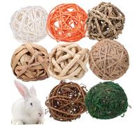 SEWOART Boules d'herbe pour Petits Animaux 8 Pièces Jouets À Mâcher pour Lapin Boule Roulante Jouet pour Perroquet