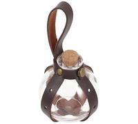 SEWOART Bouteille de Potion d'halloween avec Bouchon Sphérique en Verre | Style Médiéval Renaissance, Étui en Cuir Imitation Marron, pour Petits Objets et Scènes de Rôle
