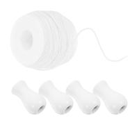 SEWOART Bouton de tirage Aveugle Blanc 2,2 mm en Polyester 1 Set pour réparation de Stores intérieurs et Rideaux, Cordon 50 mètres avec Embouts en Bois décoratifs