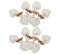 SEWOART Boutons à Bascule en Corne Beige 10 Paires avec Boucle Cœur, Boutons pour Manteau, Veste et Doudoune, Accessoires Couture Hiver Résistants et Décoratifs pour Vêtements D’extérieur