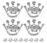 SEWOART Broche Couronne Argentée en Alliage et Pierre, Lot de 12 Pièces, Accessoire Élégant pour Décorer Vêtements, Paquet, Chapeaux et Écharpes Lors de Mariages