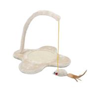 SEWOART Cat Scratching Pad with Hanging Mouse Flower Shaped Sisal Floor Mat for Indoor Cats Interactive