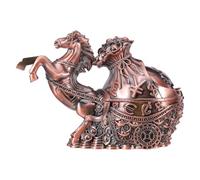 SEWOART Cendrier de Bureau Cheval d'art en Cuivre, Couvercle Coupe-Vent | Forme Ronde, Grosse Capacité, Style Classique Feng Shui, pour Bureau et Patio, Année du Cheval