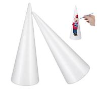 SEWOART Cônes Polystyrène Artisanat du Cône 30 Cm Blancs 2 Pièces Bricolage Garçon Et Filles Décoration Anniversaire Loisirs Créatifs Maternelle