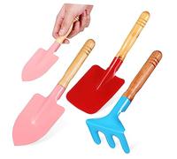 SEWOART Ensemble Mini Outils de Jardinage Pelle et Truelle Manches en Bois pour Entretien Jardin Extérieur 3 Pièces Couleurs Assorties Kit Jardinier Pratique Couleur Aléatoire