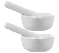 SEWOART Ensemble Mortier et Pilon de Laboratoire en Porcelaine 7.5x7x3.5cm Lot de 2 Sets de Sets de Bol à Moudre Rond Usage Chimique Facile à Nettoyer Plusieurs styles