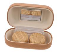SEWOART Étui pour Lentilles de Contact Portable, Coffret 1 Set Miroir | Boîtier Plastique à Doublure Cuir, Joint Caoutchouc Étanche, Clip et Bâtonnet, Format Voyage Salle de Sport