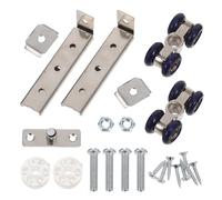 SEWOART Kit Roulettes pour Porte Coulissante Acier Inoxydable Poulies à Roues avec Roulements à Billes Support Résistant pour Portes Lourdes Guide Rail pour Placard