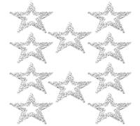 SEWOART Lot de 10 Écussons Thermocollants Étoiles 6 Cm en Strass Argentés, Appliques à Paillettes pour Vêtements, Paquet et Accessoires Diy, Transfert Facile pour