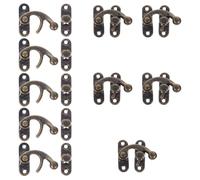 SEWOART Lot de 10 Fermoirs à Crochet Droit en Fer-Blanc Vintage Loquet de Boîte Ancienne Finition Bronze Vert Verrou Pivotant pour Boîte à Bijoux Coffre en Bois et Armoire