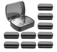 SEWOART Lot de 10 Mini Boîtes en Métal Mat Noires 60X47X15 MM avec Charnière Boîtes à Bijoux Portables Multifonctions pour Rangement D’Accessoires Peinture Nail Art et Présents