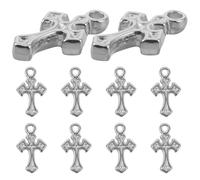 SEWOART Lot de 10 Pendentifs Mini Croix en Acier Inoxydable 8X13 MM Crucifix Religieux Ajouré pour Collier Bracelet et Porte-Clés Bijou Chrétien pour Prière et Décoration Spirituelle