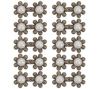 SEWOART Lot de 10 Pinces Serrage-taille en Métal Boutons Fleur en Perle pour Pantalons, Jupes et Robes, Réglables sans Couture, 4,3 X 2 X 1,3 Cm, Accessoires Couture Pratiques