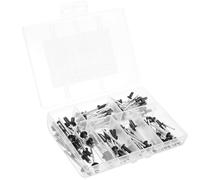 SEWOART Lot de 120 Set de Rivets Pop en Aluminium Noirs, Tête Plate Bombée Ouverte, Rivets Aveugles à Bride, Assortiment M2.4 M3 M3.2 M4, Boîte de Rangement Robuste, Fixation Intérieure