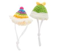 SEWOART Lot De 2 Bonnets Tricotés Faits Main pour Petits Animaux Hamsters Chinchillas avec Sangles Réglables pour Les Fêtes Et Les Photos