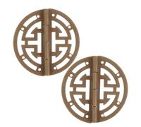 SEWOART Lot de 2 Charnières en Laiton Antique Rondes 2 Pcs, Mini Charnières Décoratives à Motifs Creux pour Boîte à Bijoux et Meuble Ancien, Quincaillerie Rustique Résistante