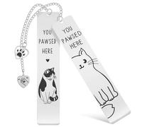 SEWOART Lot de 2 Marque-pages en Métal Inoxydable Forme Chat et Chien, Motifs Gravés Mignons, Accessoires de Lecture pour Amoureux des Chats, Présent Original pour Lecteurs et