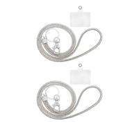 SEWOART Lot de 2 porte-badges : porte-badge transparent avec cordon tour de cou - Cordon brillant de 44,5 cm avec clip et strass pour l'accès des élèves et du personnel scolaire, argent