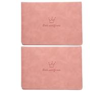SEWOART Lot de 2 Porte-certificats de Naissance Rigides en Cuir Rose, Format 22,5 X 16 Cm, Étui Protecteur Multicouche pour Documents Bébé, Pochette Pratique pour Maternité et
