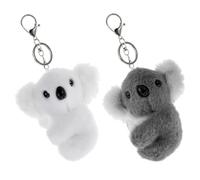 SEWOART Lot de 2 Porte-clés Koala en Peluche Mignons Blanc et Gris, Pendentifs Décoratifs Doux pour Paquet à Dos et Clés, Accessoires Kawaii Animaux pour Présents et Événements