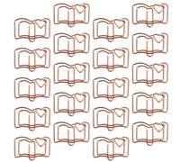 SEWOART Lot de 20 Pinces à Marque-Pages en Acier Inoxydable Forme Livre Couleur Rose Doré Accessoires Mémo Pratiques et Décoratifs pour Fournitures de Bureau et Organisation des