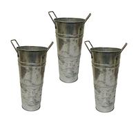 SEWOART Lot De 3 Vases à Fleurs Vintage Seaux en Fer Galvanisé 3l sans Brillance, Décoration Intérieure Et Extérieure, Multifonction, pour Plantes Succulentes Et Composition De Fleur