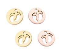 SEWOART Lot de 4 Breloques Petits Pieds en Acier Inoxydable 15 MM Pendentifs DIY pour Création de Bijoux Accessoires Loisirs Créatifs Couleurs Or et Rose Doré pour Colliers et