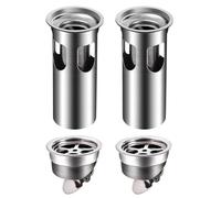 SEWOART Lot de 4 Filtres de Siphon de Sol en Acier Inoxydable, Grand Débit, Anti-odeur et Anti-retour, Modèles Poids Lourd à Clapet à Gravité, pour Salle de Bain Cuisine, Accessoires