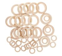 SEWOART Lot de 40 Anneaux en Bois Beige pour Fabrication Bijoux et Macramé, Résistants la Casse, Forme Ronde, Accessoires Créatifs pour Projets DIY