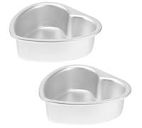 SEWOART Moule à Gâteau de Cœur Argenté en Alliage D’aluminium 2 Pcs