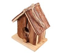 SEWOART Nid D'oiseau en Bois Design À Double Pente Cage À Oiseaux D'extérieur Artisanat Artistique Couleur Aléatoire