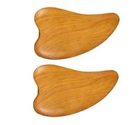 SEWOART Outil de Massage Gua Sha en Bois Naturel, Lot de 2 Planches Cœur pour Visage et Corps, Accessoire Compact de Massothérapie pour Soulagement Musculaire et Stimulation