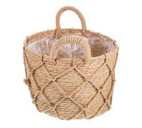 SEWOART Panier Tissé la Main en Paille avec Corde en Chanvre, Panier de Fleurs Décoratif Beige Multifonctionnel pour Rangement Suspendu la Maison ou Activités en Plein Air