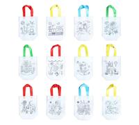 SEWOART Paquet Pliable Non Tissé à Peindre 12 Pcs pour Garçon et Filles, Pochette Créative Colorier DIY, Motifs Variés, Léger et Réutilisable, pour Loisirs Créatifs et Style Aléatoire