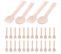 SEWOART Set de Mini Couverts pour Desserts Cuillères à Glace et Fourchettes à Gâteau Écologiques pour Mariages Camping et Usage Quotidien Cuillères Fourchettes Naturel