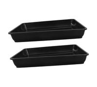 SEWOART Soucoupes pour Pots De Fleurs Carrées en Polypropylène Résistantes, Lot De 2 Plateaux Noirs De 40 Cm Bac De Récupération d'eau pour Plantes D'intérieur Et Balcon