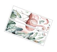SEWOART Sticker Mural Décoratif Animalier 2 Pièces 30X90 CM en PVC Autocollant Mural à Thème Flamant Rose et Feuille de Monstera Décoration Murale Intérieure pour Salon et Chambre