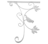 SEWOART Support en Fer Forgé pour Pot de Fleurs Suspendu Mural, Crochet Décoratif Blanc pour Jardinières et Paniers Extérieurs, Support Robuste pour Balcon et Jardin, Résistance