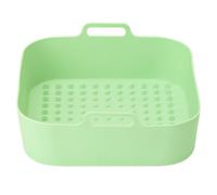 SEWOART Tapis de Cuisson en Silicone Antiadhésif 20 Cm Carré pour Friteuse à Air Chaud 5l, Pot Réutilisable Vert Bleu, Accessoire Cuisson Air Fryer Pratique pour Viande Légumes Desserts