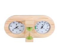 SEWOART Thermomètre-hygromètre Mécanique pour Sauna avec Sablier 15 Min, en Bois Vert Résistant à Haute Température, Moniteur D’humidité et Température Précis, Accessoire Sauna Spa Hôtel
