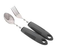SEWOART Ustensiles Lestés Pour Personnes Âgées 2 Pièces Set Fourchette Et Cuillère Inox Poignée Caoutchouc Anti-tremblements Flexibles Autonomie Repas à Domicile Adaptés Autonomie Repas