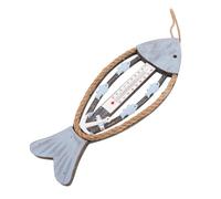 SEWOART Vintage Coastal Fish Bone Wall Thermometer Nautical Wooden Fish Shape Temperature Gauge For Living Bedroom Hotel Hallway Patio Decor