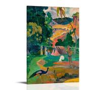 SEWQAFS Paul Gauguin Poster mural paysage avec paons pour appartement ou maison, chambre à coucher, salon, salle de bain, bureau, bar à vin, art décoratif, 60 x 90 cm, style cadre