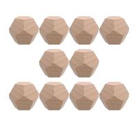 Sewroro 10 Pièces Dés à Jouer en Bois Brut, Dés Vierges 12 Faces, Khaki, Non Peints, pour Loisirs Créatifs et École
